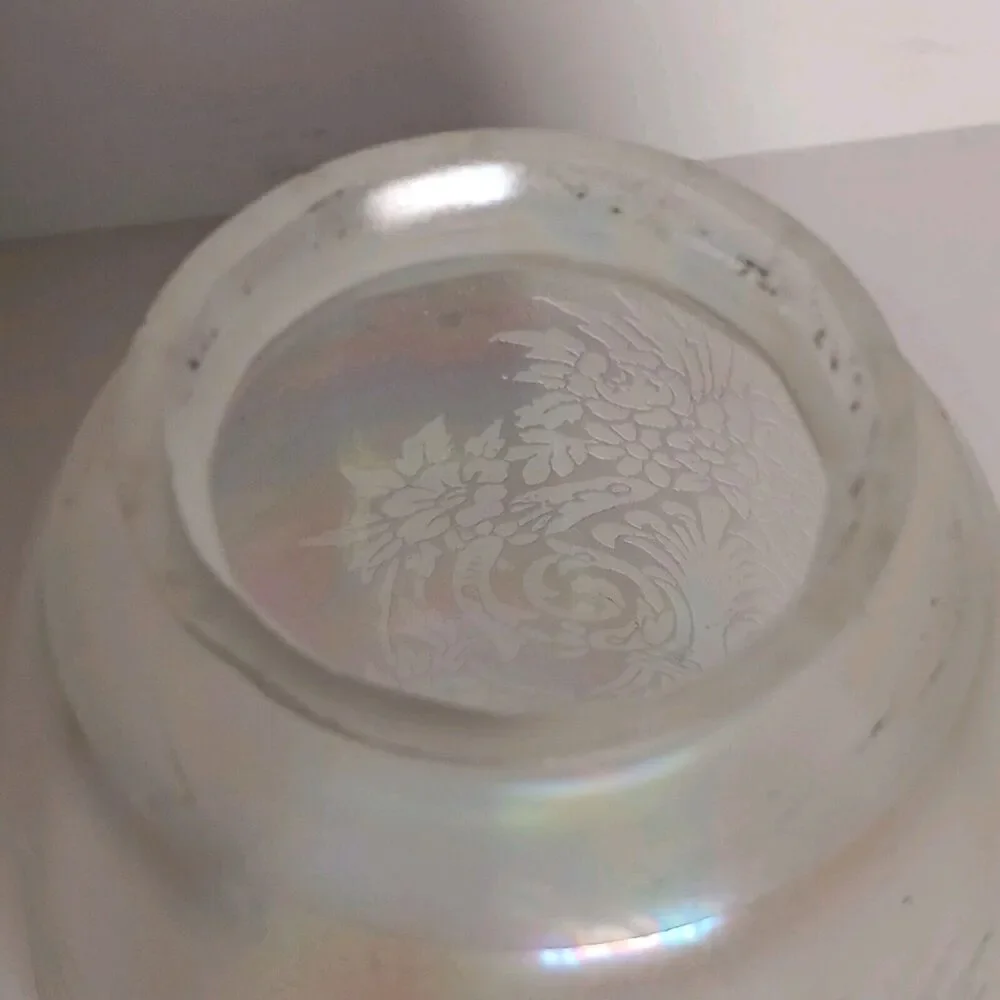 Vintage Glass Lamp Shade Frosted Iridescence Etched Victorian 5.5